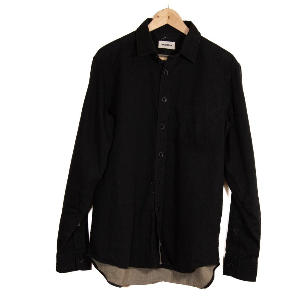 Taylor Stitch Charcoal Jet Black 100% Cotton Denim Button Down ~ Size 42